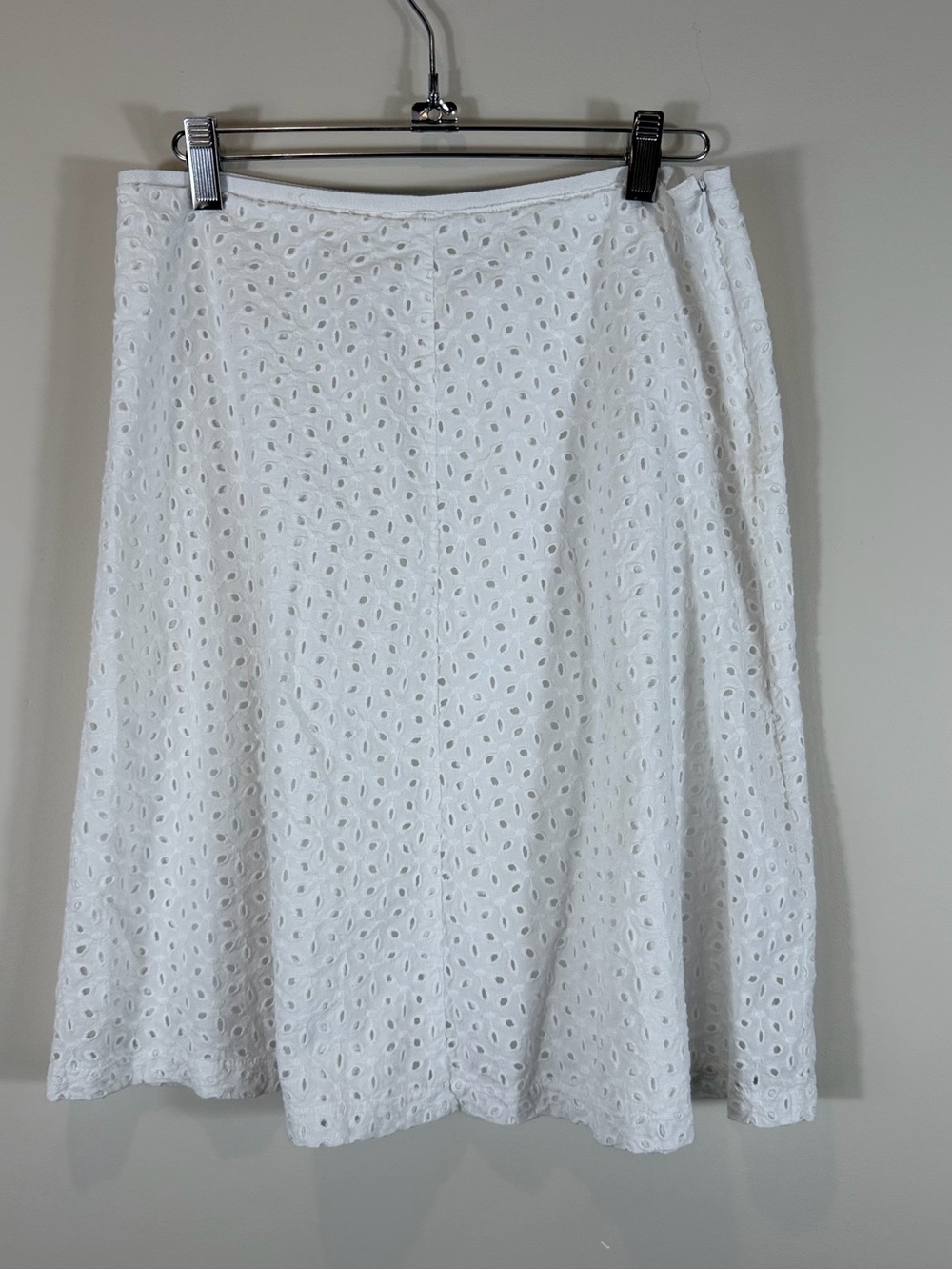 Paradigma Women's White Eyelet Midi  Skirt Size 6